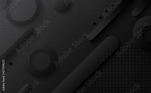 Abstract gradient grey and black minimal style of decorative artwork with halftone background. Overlapping design with free space artwork template.