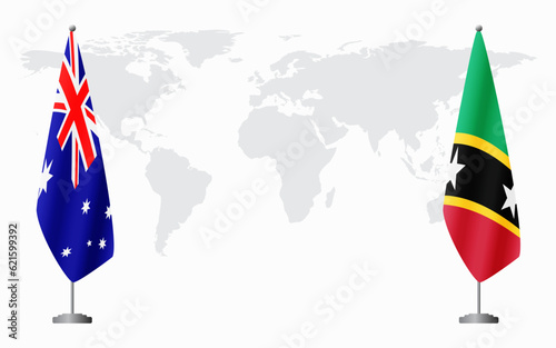 Australia and Saint Kitts and Nevis flags for official meeti