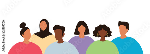 Men And Women Group With Chat Bubbles, vector illustration