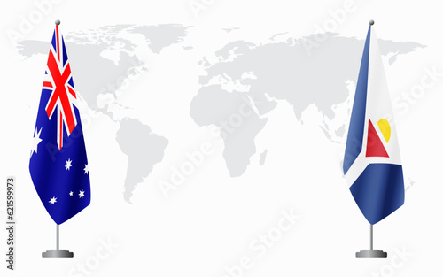 Australia and Saint Martin flags for official meeting
