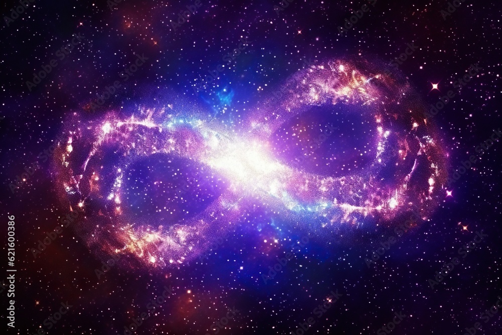 Infinity symbol made of stars and galaxy, representing eternity of universe, esoteric illustration Infinity symbol made of stars and galaxy, representing eternity of universe, esoteric illustration