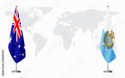Australia and San Marino flags for official meeting