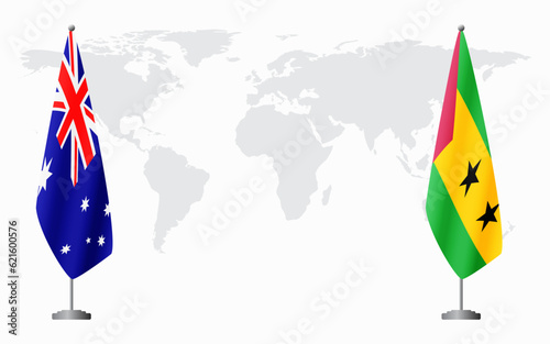 Australia and Sao Tome and Principe flags for official meeti