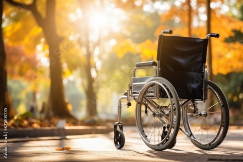 Wheelchair for people with disabilities. The concept of a low-mobility category of people. Portrait with selective focus