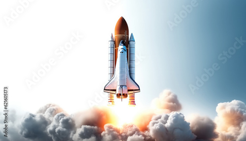 Rocket Launch on White Background, International army games.