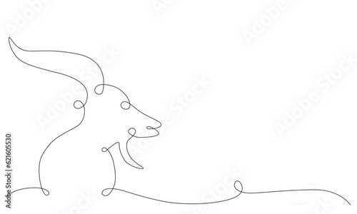 Capricorn zodiac constellation one single hand drawing continues line. Vector stock illustration isolated on white background. Editable stroke line. 