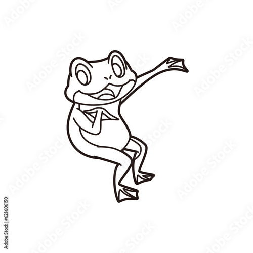歌を歌うカエルのイラスト ぬりえ