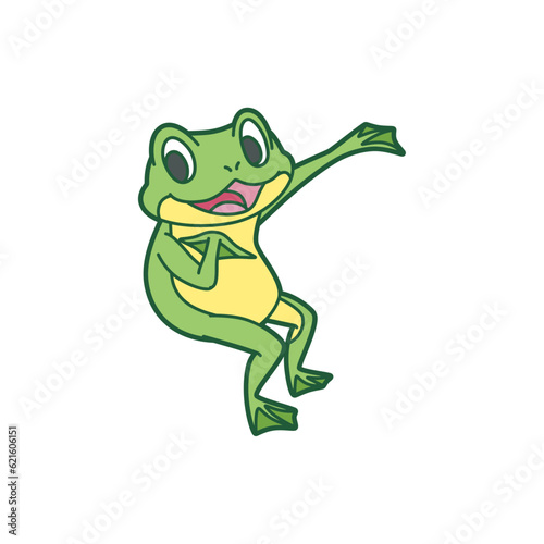 歌を歌うカエルのイラスト カラー