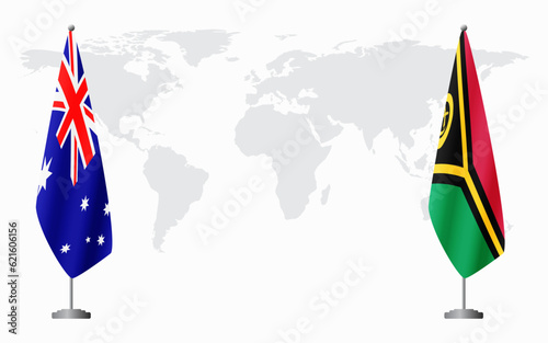 Australia and Vanuatu flags for official meeting
