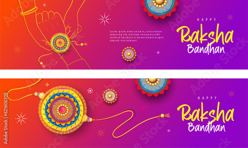 Photographie Happy Raksha Bandhan Horizontal Banner Design Background Template Vector Illustr