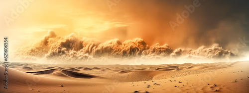 sandstorm in the desert, strong wind and sand, banner made with Generative AI