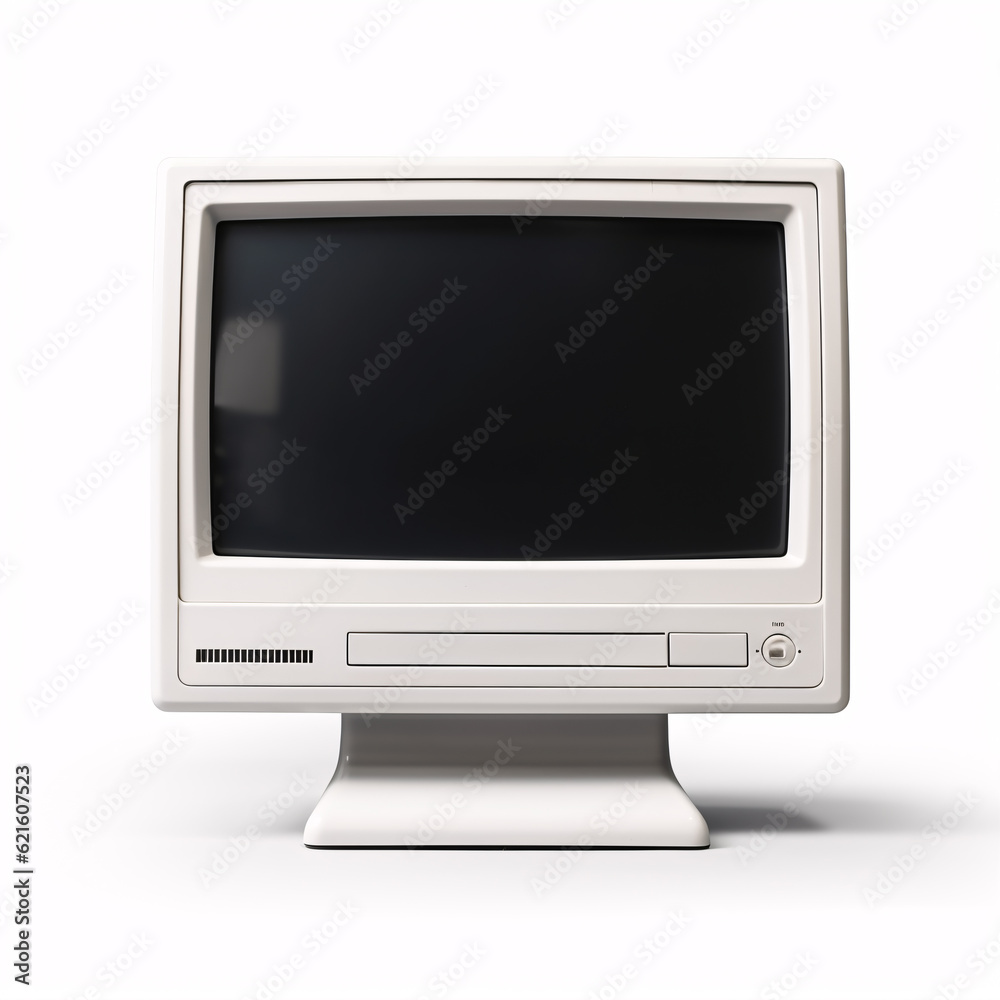 Close up of old computer monitor isolated on white background. Retro wave old personal computer PC. Nostalgia concept. Close up of old computer monitor isolated on white background. Retro wave old personal computer PC. Nostalgia concept.