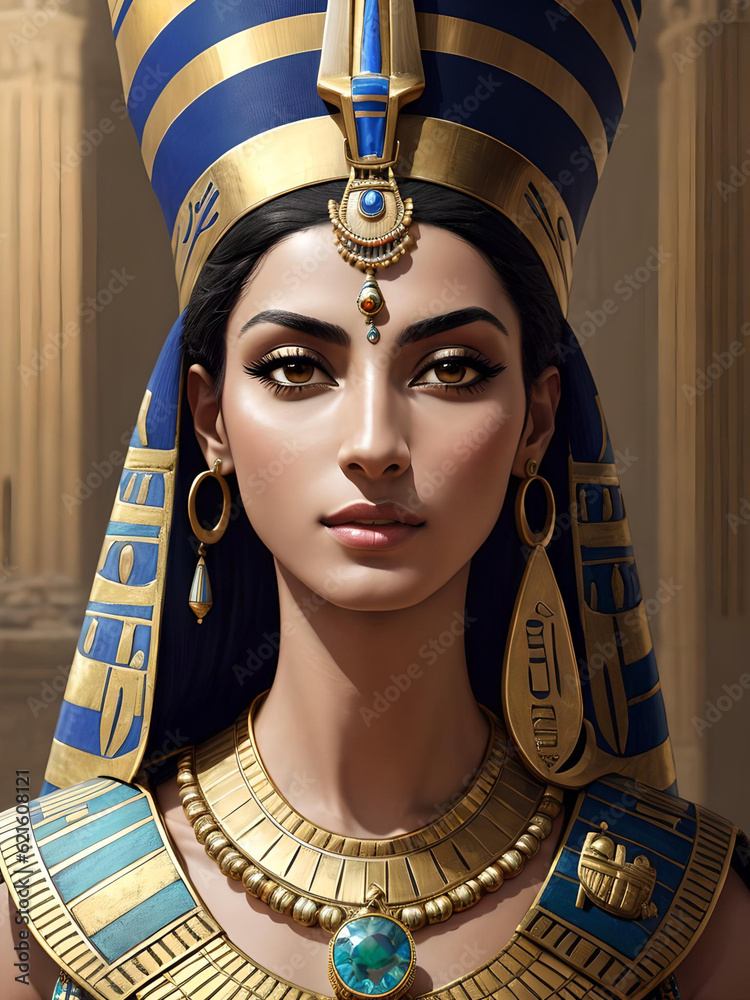 Portrait of Queen Nefertiti. Egyptian Queen. Generative Artificial ...