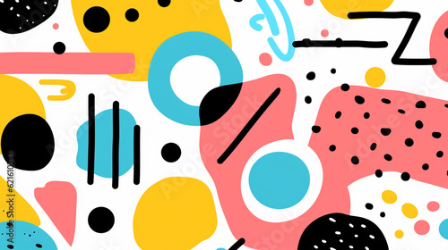 Geometric pattern with colorful shapes and dots