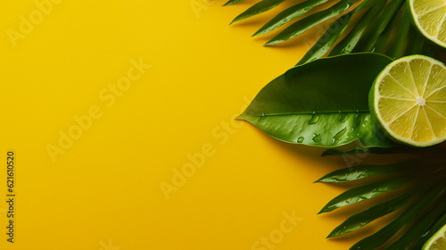 lemon and lime photo yellow background