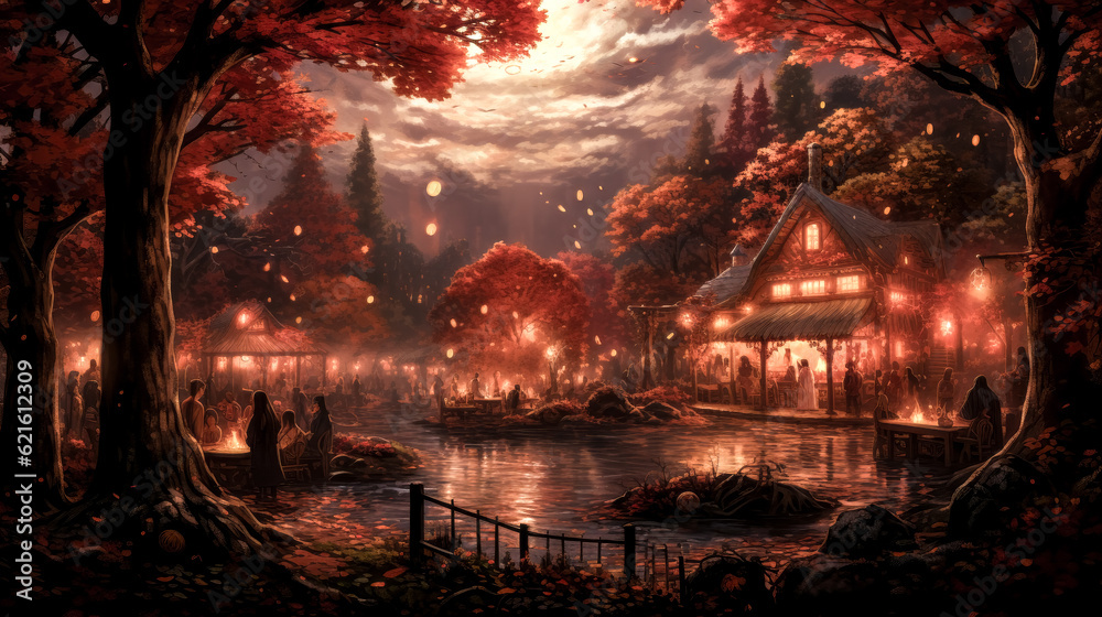 He celebrates the beauty of Autumn in a future setting. He celebrates the beauty of Autumn in a future setting.