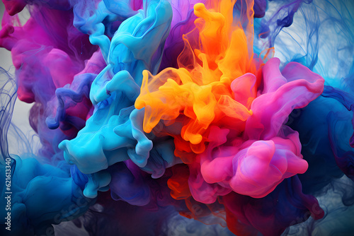 Colourful ink paint cloud in water