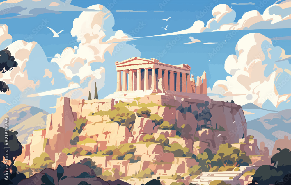 Naklejka premium Acropolis of Athens ancient monument in Greece Athens, greece vector