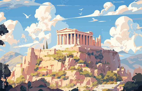 Acropolis of Athens ancient monument in Greece Athens, greece vector