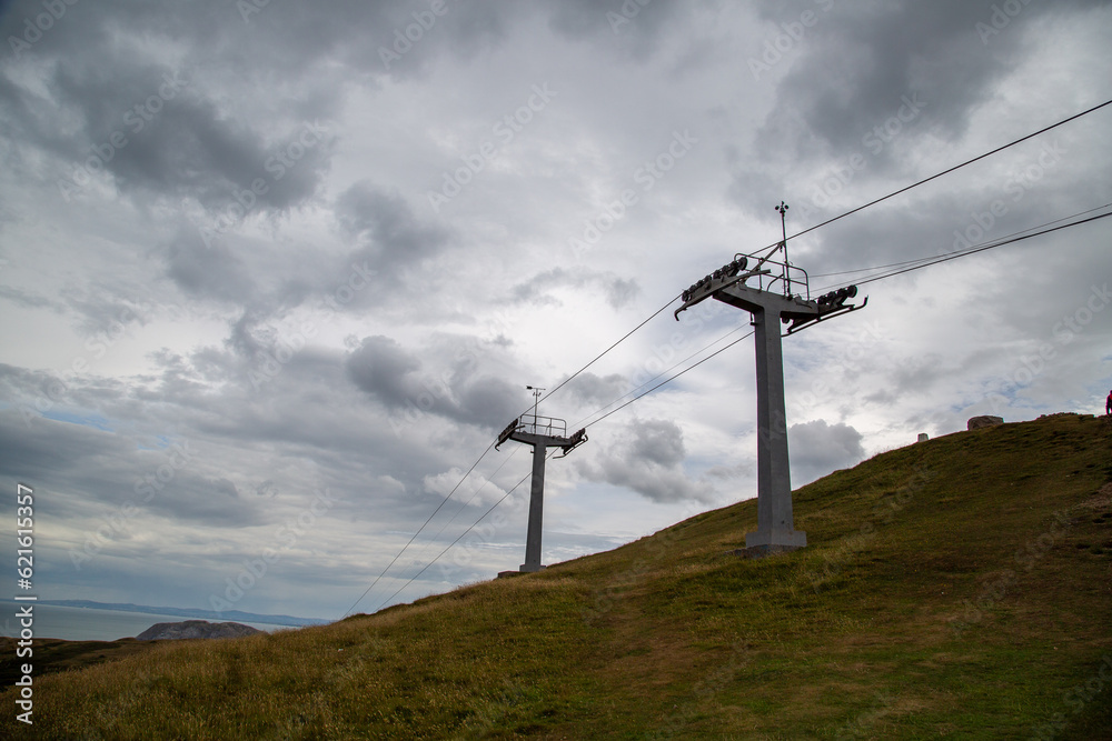 Cable car pylons on a hill