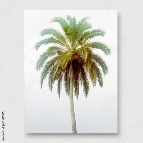 Happy Palm Tree Canvas Print On White Background photo