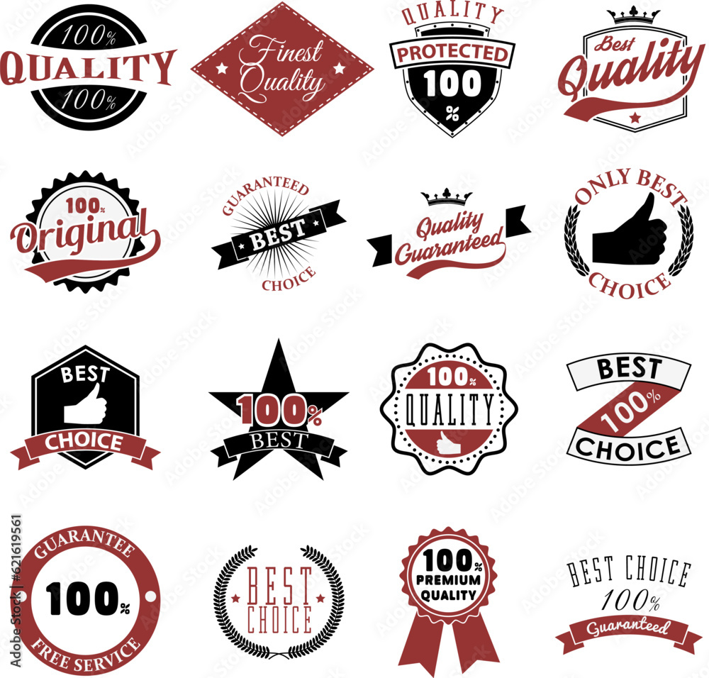 Quality Guarantee Logo quality, guarantee emblems and labels. Design element for logo, label ...