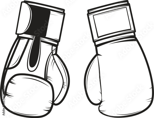 Boxing gloves isolated on white background. Design element for logo, label, emblem, sign, badge. Vector illustration