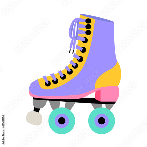Retro roller skate flast style illustration photo
