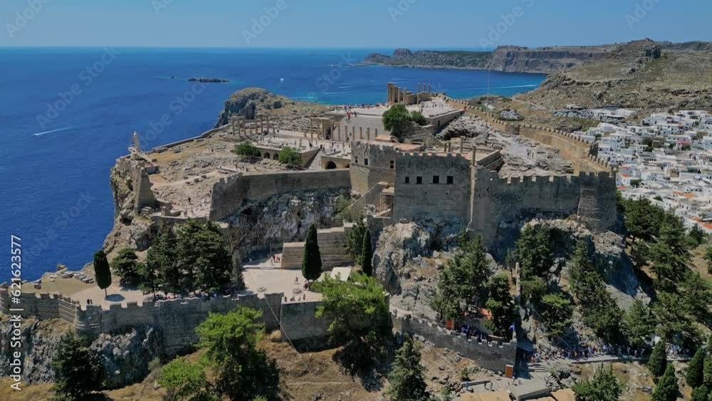 Areal video of old castle on the high cliff. Areal video of old castle on the high cliff.