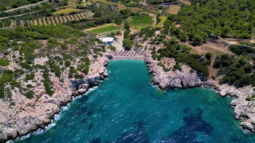 Areal view of small blue lagoon in Greece