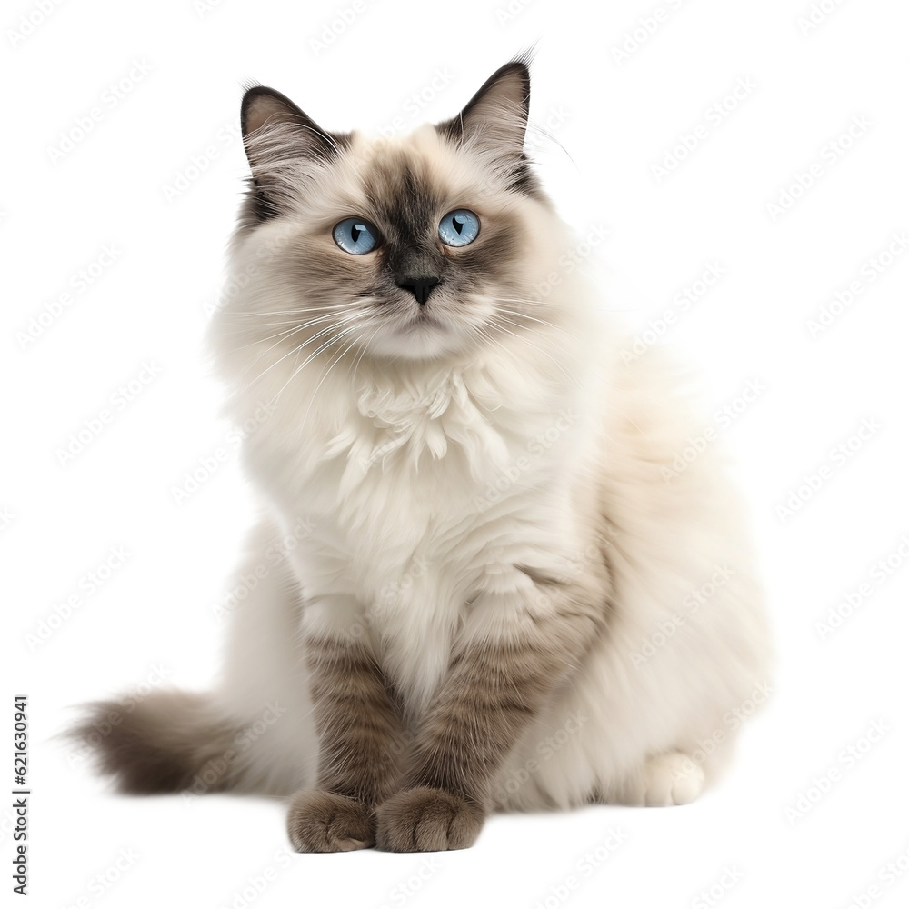 ragdoll cat isolated on white background