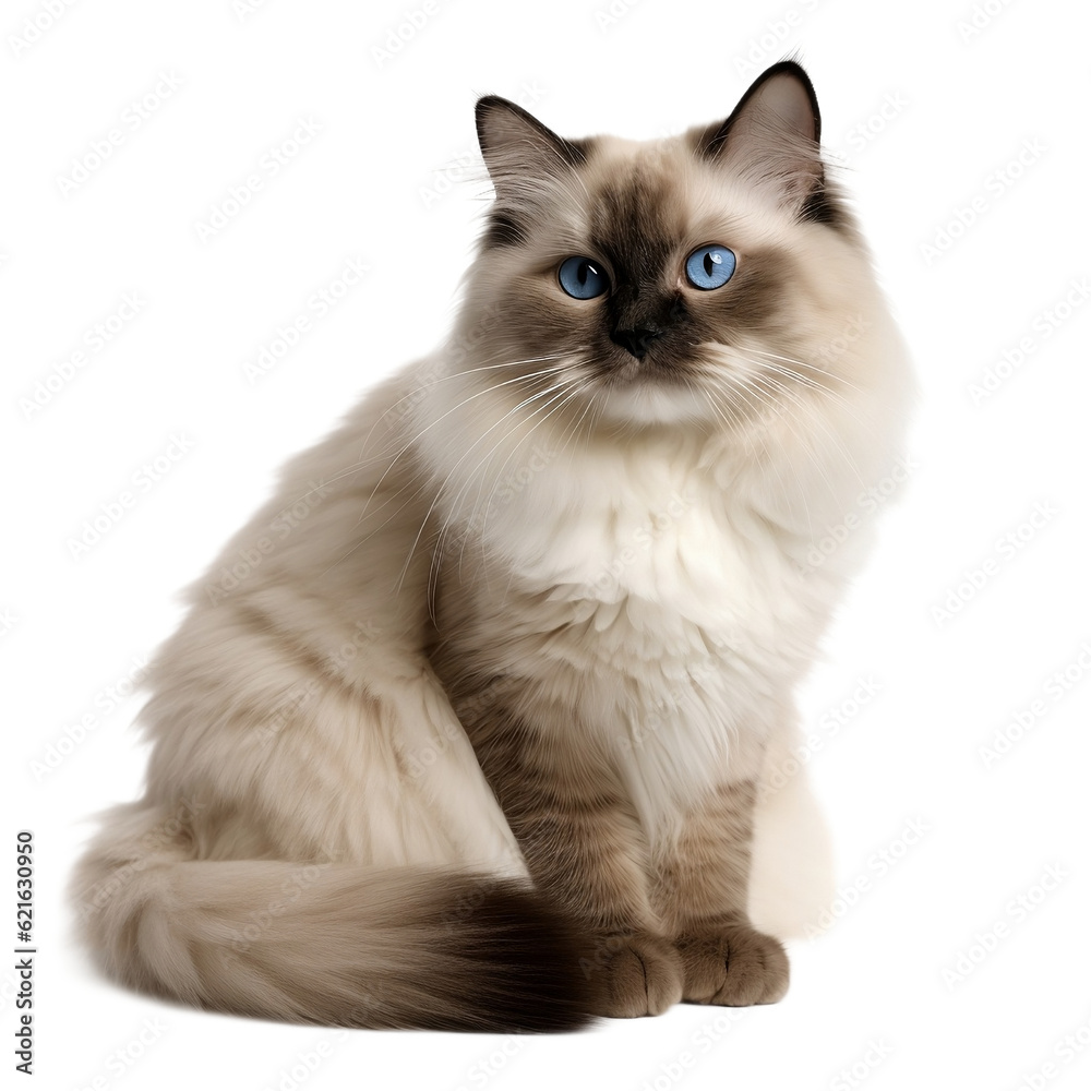 ragdoll cat isolated on white background