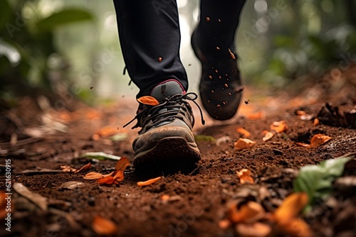 hiking boots in the forest