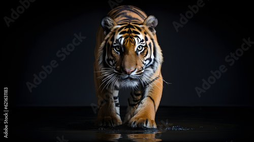 Minimalism photography of a tiger black background photo