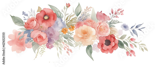 Watercolor floral composition on transparent background generative ai