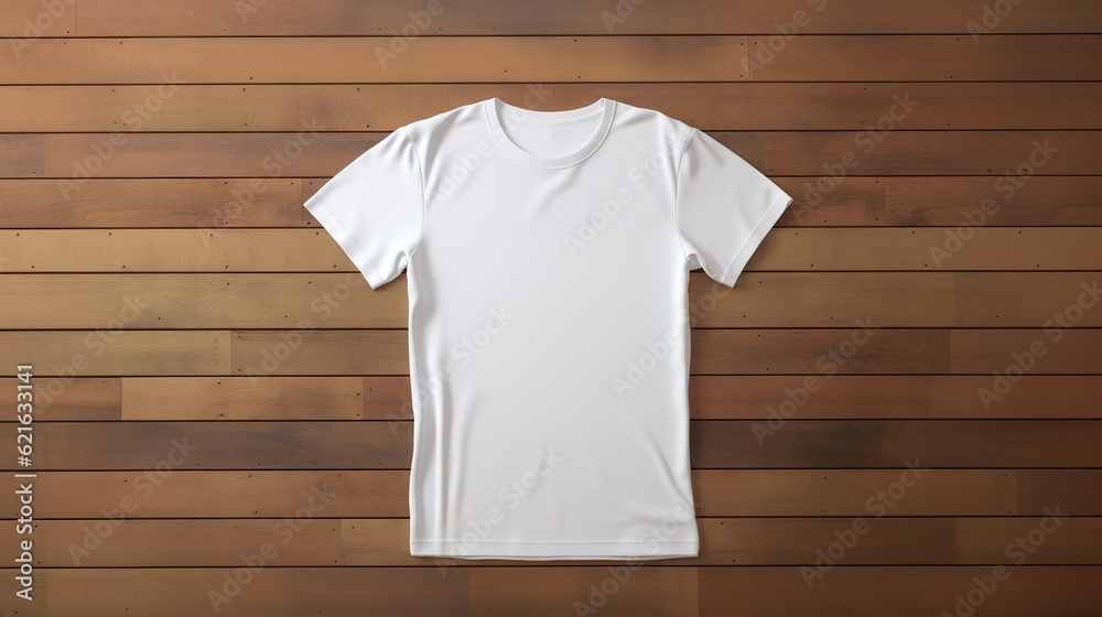 a t shirt on a wooden floor a t shirt on a wooden floor