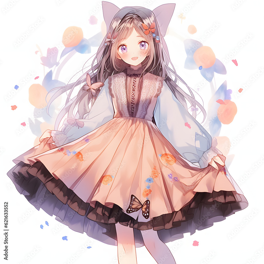 Anime Full body standing picture Her hands and arms Anime Full body standing picture Her hands and arms