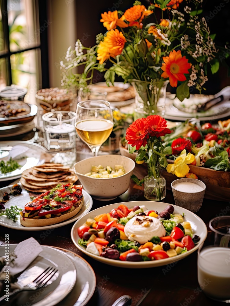 a shot of a table set for a healthy meal, generative ai a shot of a table set for a healthy meal, generative ai