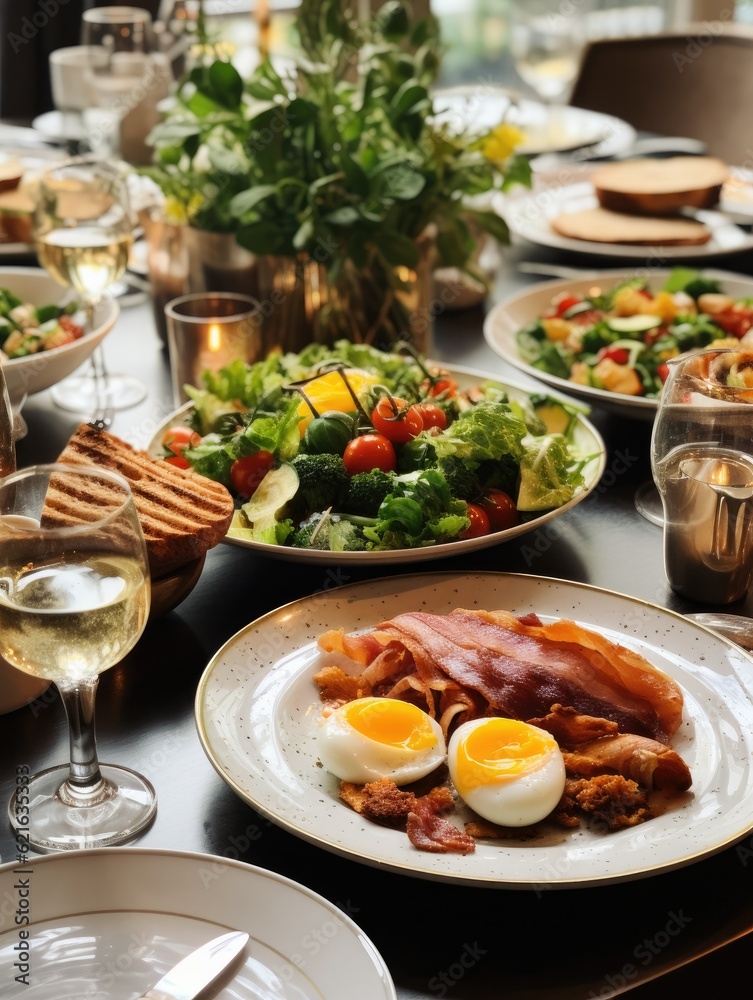 a shot of a table set for a healthy meal, generative ai a shot of a table set for a healthy meal, generative ai