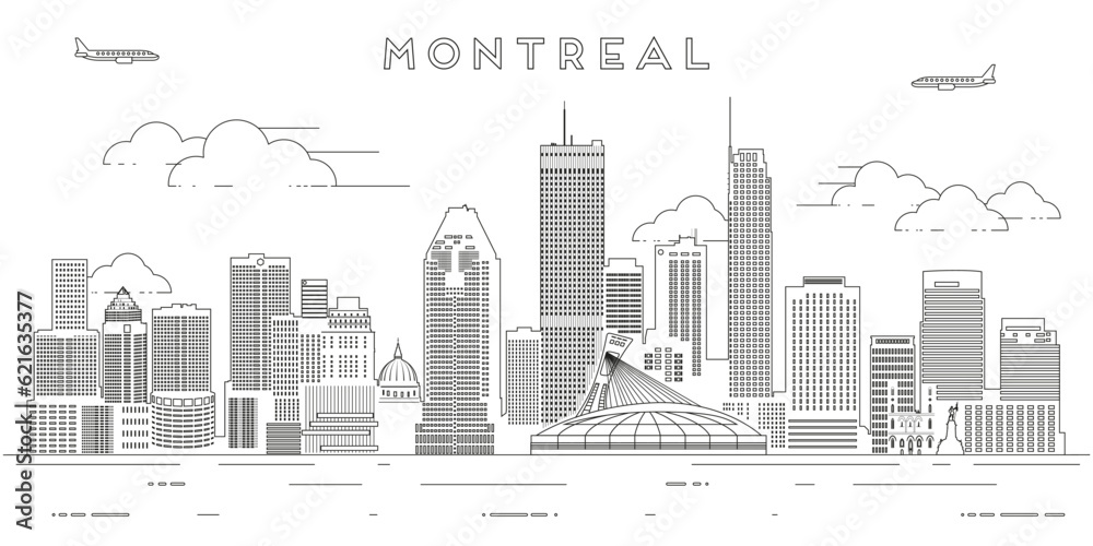 Montreal skyline line art vector illustration Montreal skyline line art vector illustration