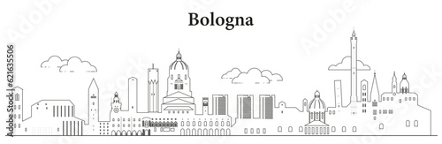 Bologna skyline line art vector illustration
