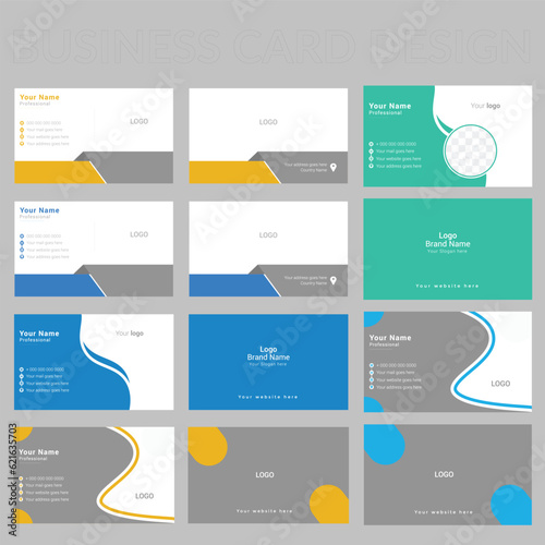 Professional modern double sided  business card design template. Flat range business card animation
