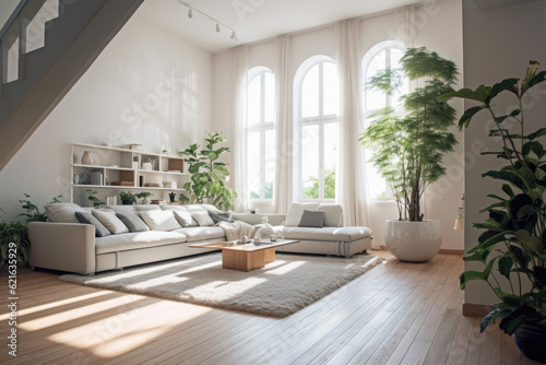 Pure Serenity: Discover the Modern Minimalist Living Room - a Bright and Clean Haven of Simplicity © Jyukaruu's Studio