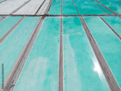 Lithium fields in the Atacama desert in Chile, South America - a surreal landscape where batteries are born - close up