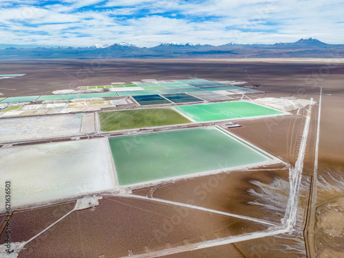 Lithium fields in the Atacama desert in Chile  South America - a surreal landscape where batteries are born