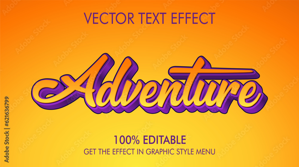 Obraz premium orange yellow purple adventure text effect font style editable