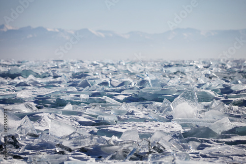 Lake Baikal near Listvyanka village. Winter landscape