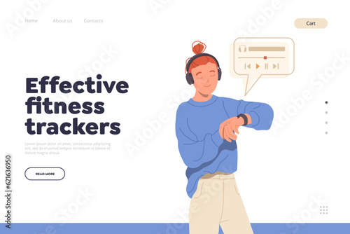 Landing page template offering effective fitness trackers and different application for smartwatch
