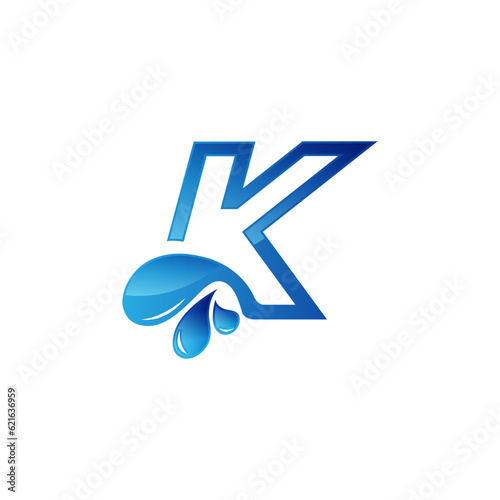 letter k logo with wave and water splash shape,creative initial letter,corporate identity,fresh letter logo