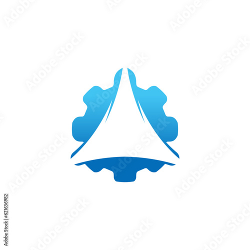 Trinity logo design inspiration, trinity and gear logo isolated on white background.